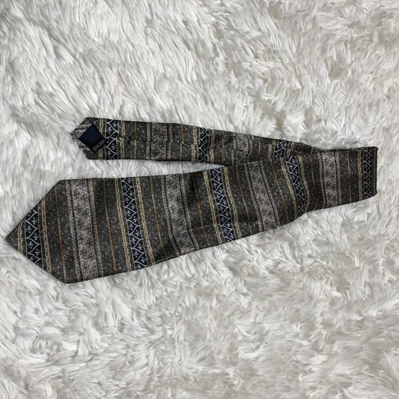 Signorcelli d'Italia Mens Tie Brown Striped Silk Necktie - Picture 2 of 5